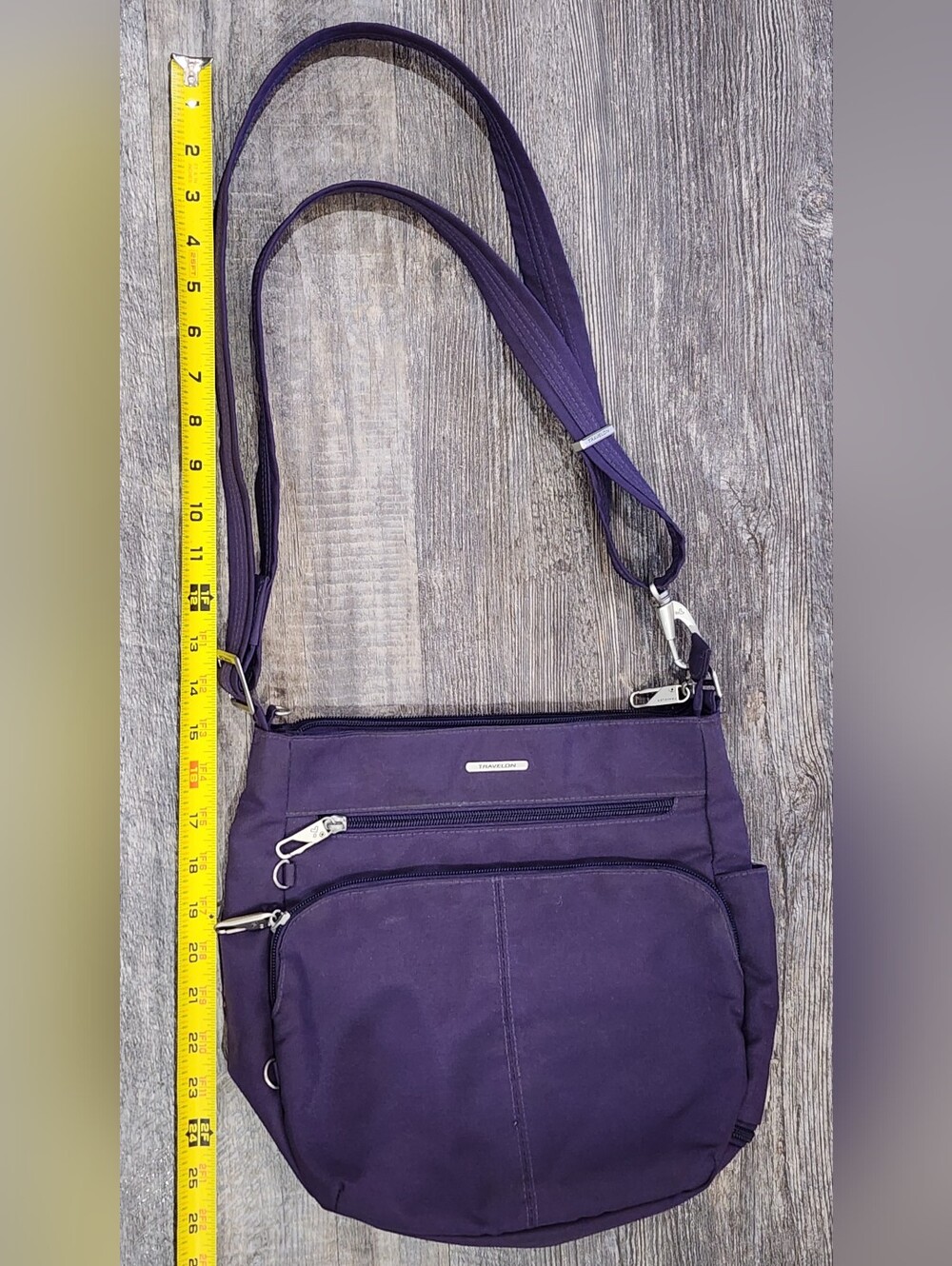 TRAVELON | Anti-Theft Classic North/South Crossbody Shoulder Bag  L| Purple - Picture 8 of 11